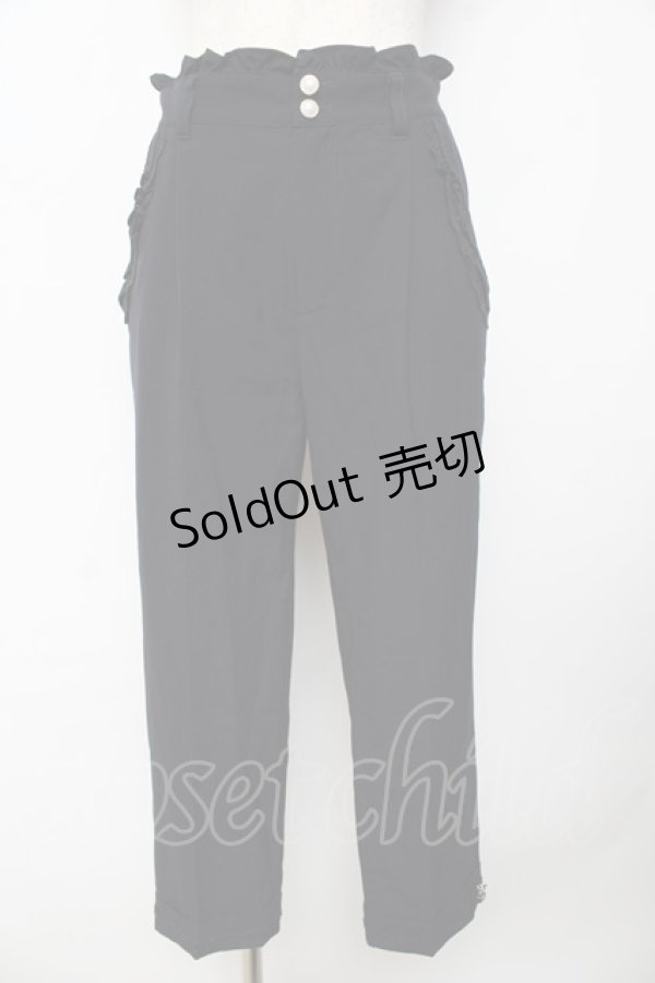 画像1: axes femme / フリル使いリボン付きパンツ M 紺 Y-25-10-16-154-AX-PA-SZ-ZI (1)