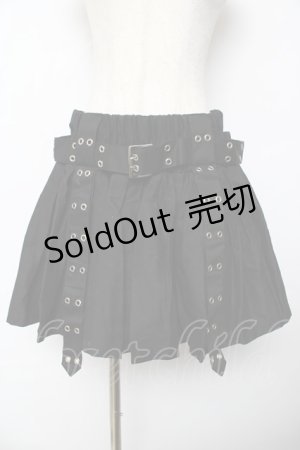 画像: ACDC RAG / ベルト付きプリーツスカート  黒 Y-25-10-16-158-PU-SK-SZ-ZY