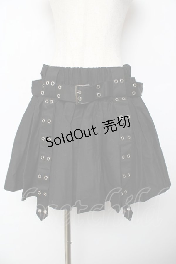 画像1: ACDC RAG / ベルト付きプリーツスカート  黒 Y-25-10-16-158-PU-SK-SZ-ZY (1)