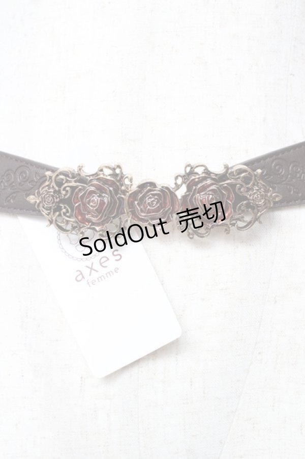 画像1: axes femme / バラｘエンボスゴムベルト  Dブラウン Y-25-10-16-026-AX-BL-SZ-ZY (1)