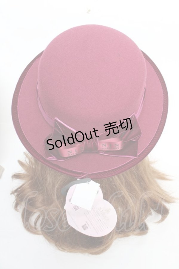 画像1: m petit by misako / NINA'Sカンカン帽  ワイン Y-25-10-16-032-LO-AC-SZ-ZT-K007 (1)