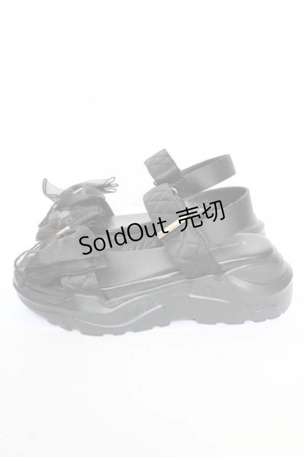 画像2: m petit by misako / AMシアーリボンサンダル  黒 Y-25-10-16-042-LO-SH-SZ-ZY (2)