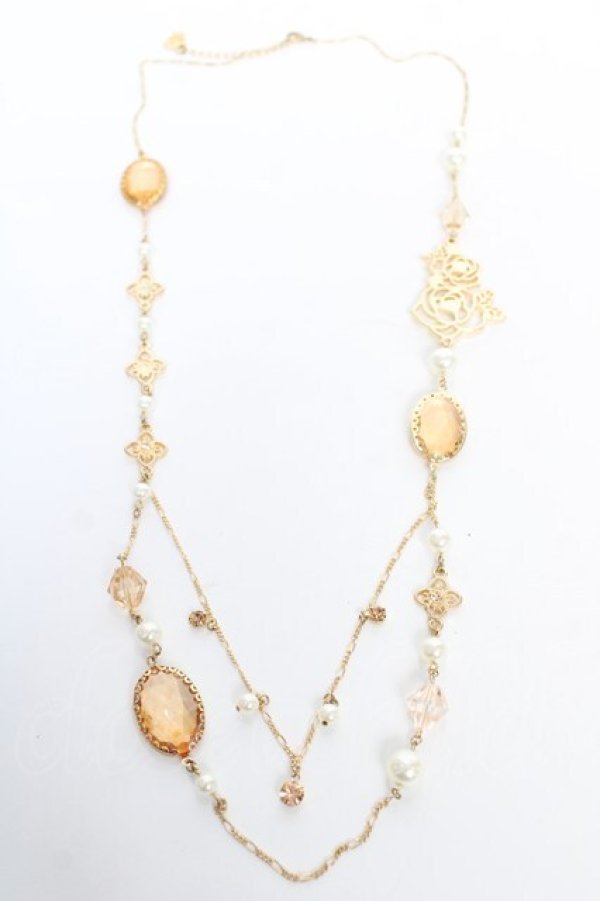 画像2: axes femme / 透かしバラ×ビジューネックレス  ゴールド Y-25-10-18-005-AX-AC-SZ-ZY (2)