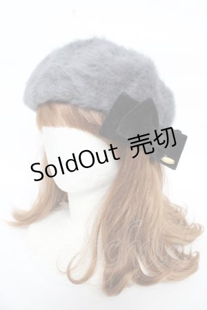 画像: axes femme / リボン付きフェザーファーベレー 56-58cm グレー Y-25-10-18-047-AX-AC-SZ-ZY