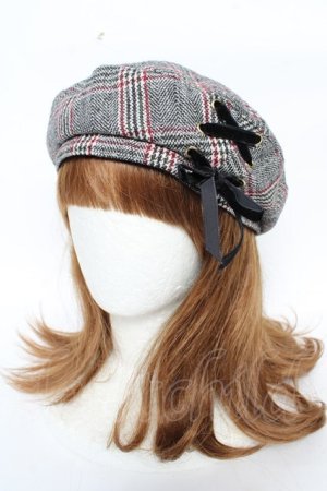 画像: axes femme / チェック柄ベレー 57.5cm グレー Y-25-10-18-048-AX-AC-SZ-ZY