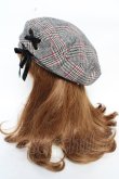 画像2: axes femme / チェック柄ベレー 57.5cm グレー Y-25-10-18-048-AX-AC-SZ-ZY (2)