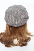 画像3: axes femme / チェック柄ベレー 57.5cm グレー Y-25-10-18-048-AX-AC-SZ-ZY (3)