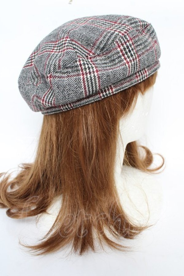 画像4: axes femme / チェック柄ベレー 57.5cm グレー Y-25-10-18-048-AX-AC-SZ-ZY (4)
