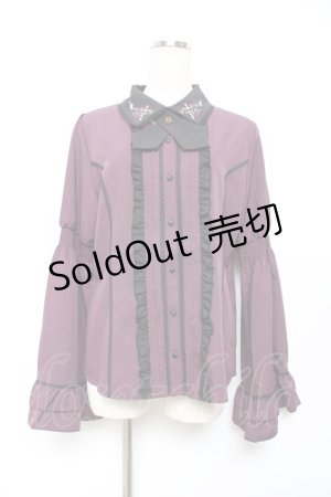 画像: axes femme / クロスローズ刺繍ブラウス L パープル Y-25-10-18-062-AX-BL-SZ-ZY