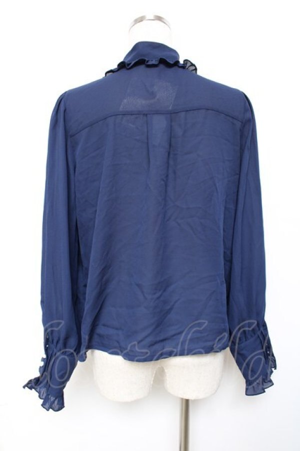 画像3: axes femme / サクラ刺繍リボンブラウス F 紺 Y-25-10-18-064-AX-BL-SZ-ZI (3)