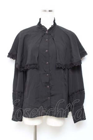 画像: axes femme POETIQUE / ケープデザインブラウス M 黒 Y-25-10-18-069-AX-BL-SZ-ZY