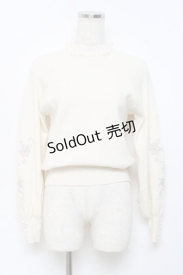 画像1: axes femme / 雪の結晶刺繍ニット F 生成り Y-25-10-18-072-AX-TO-SZ-ZI (1)