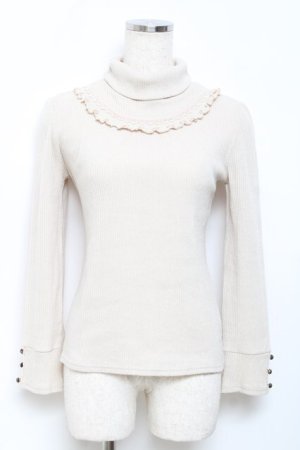 画像: axes femme / ネックレス風ハイネックテレコカットソー M ベージュ Y-25-10-18-075-AX-TO-SZ-ZY