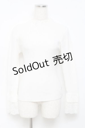 画像: axes femme / レース使いリブニットプルオーバー M 白 Y-25-10-18-076-AX-TO-SZ-ZY