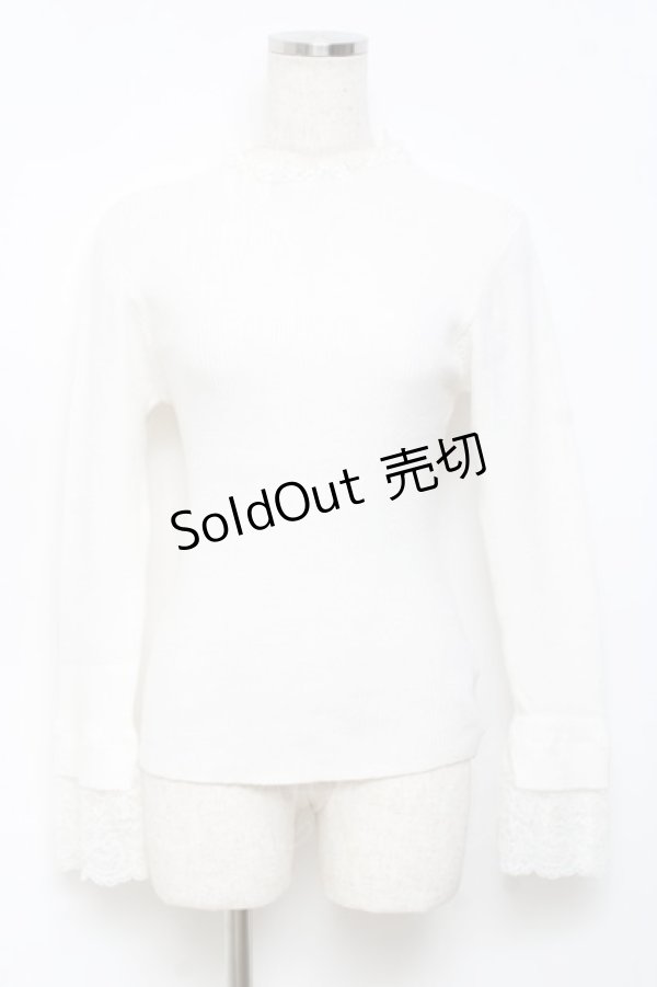 画像1: axes femme / レース使いリブニットプルオーバー M 白 Y-25-10-18-076-AX-TO-SZ-ZY (1)