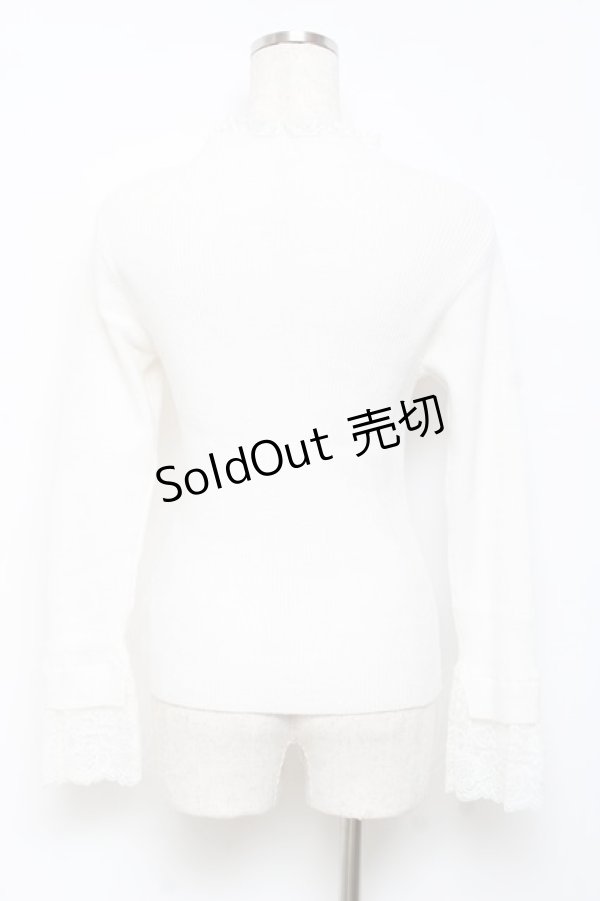 画像2: axes femme / レース使いリブニットプルオーバー M 白 Y-25-10-18-076-AX-TO-SZ-ZY (2)