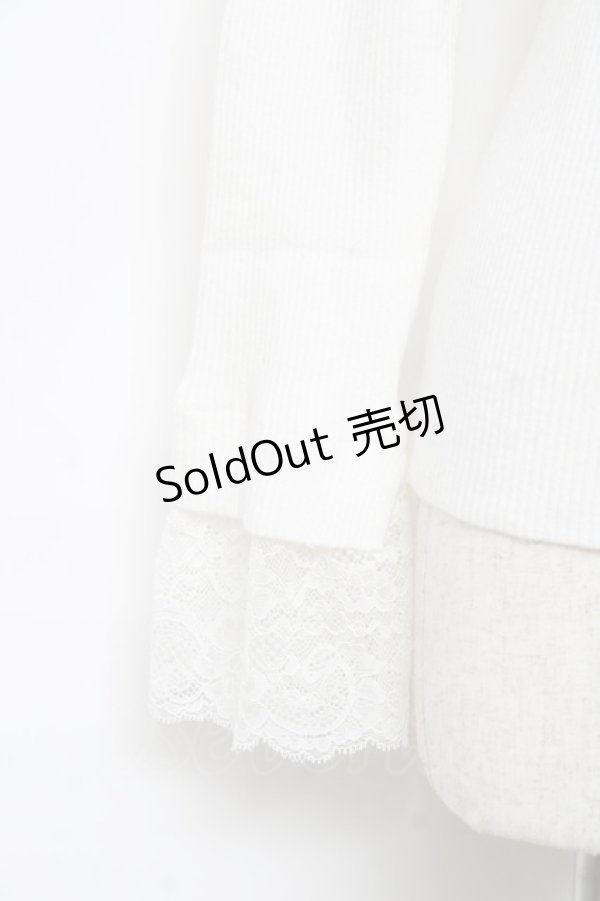 画像3: axes femme / レース使いリブニットプルオーバー M 白 Y-25-10-18-076-AX-TO-SZ-ZY (3)