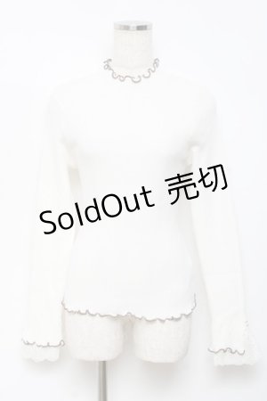 画像: axes femme / 袖レースメローニットプルオーバー F 白 Y-25-10-18-077-AX-TO-SZ-ZI