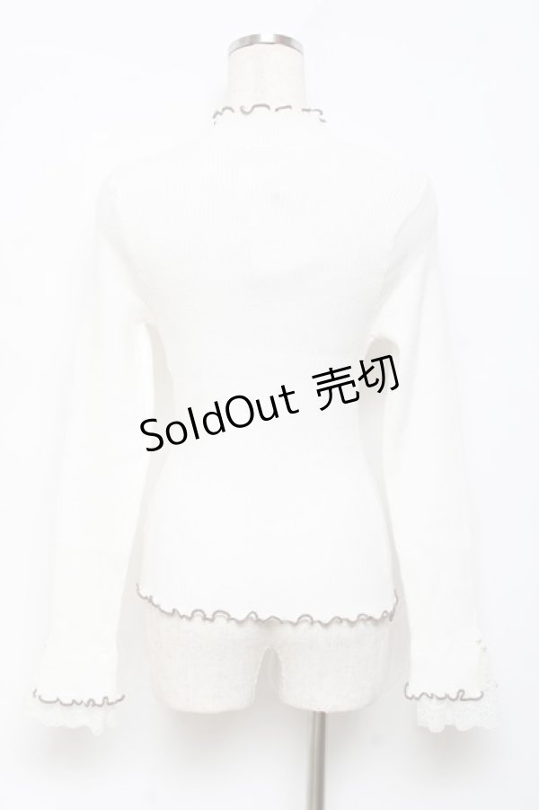 画像2: axes femme / 袖レースメローニットプルオーバー F 白 Y-25-10-18-077-AX-TO-SZ-ZI (2)