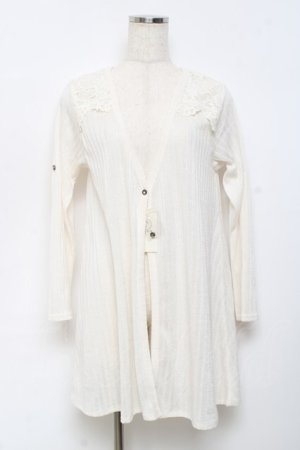 画像: axes femme / 肩レースカットカーディガン M 生成り Y-25-10-18-079-AX-TO-SZ-ZY