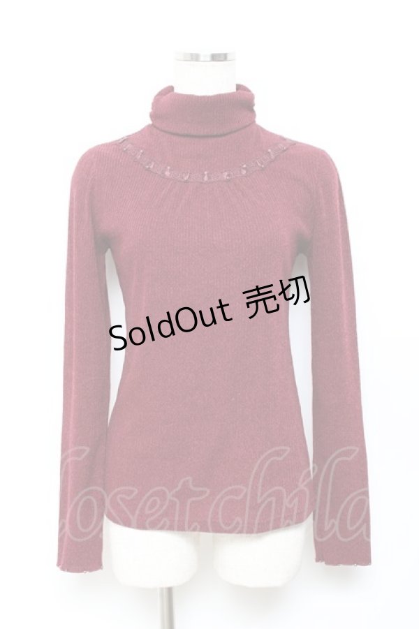 画像1: axes femme / パール付きハイネックニット M 黒 Y-25-10-18-094-AX-TO-SZ-ZY (1)