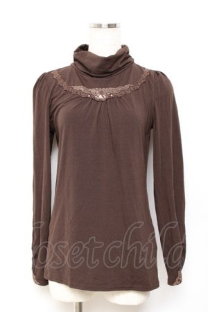 画像: axes femme / タートルネックレースインナープルオーバー M 茶 Y-25-10-18-097-AX-TO-SZ-ZY