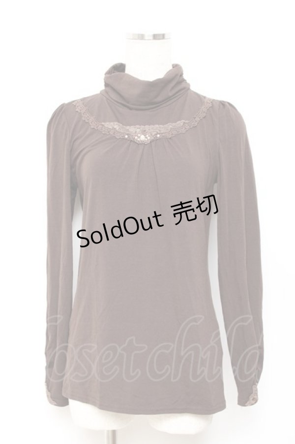 画像1: axes femme / タートルネックレースインナープルオーバー M 茶 Y-25-10-18-097-AX-TO-SZ-ZY (1)