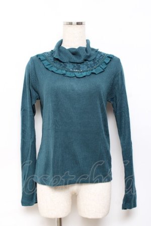 画像: axes femme / レース切り替えテレコニットソー M グリーン Y-25-10-18-104-AX-TO-SZ-ZY