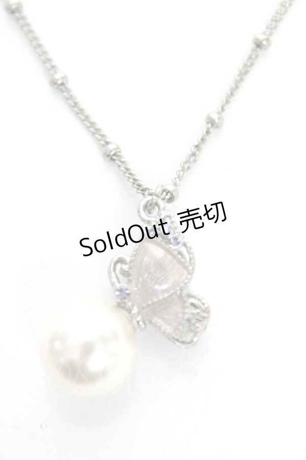 画像1: axes femme / パール×蝶ネックレス  シルバー Y-25-10-18-002-AX-AC-SZ-ZY (1)