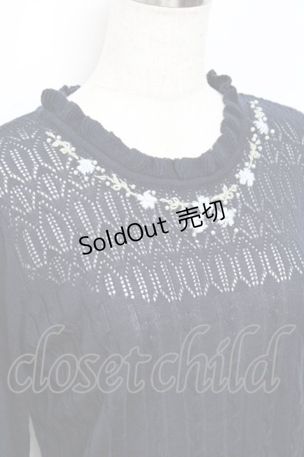 画像3: axes femme / お花刺繍ニットプルオーバー M コン Y-25-10-18-108-AX-TO-SZ-ZY (3)