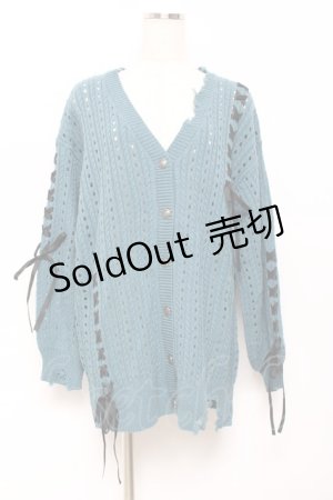 画像: axes femme POETIQUE / レースアップデザインカーディガン M Bグリーン Y-25-10-18-109-AX-TO-SZ-ZY