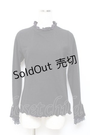 画像: axes femme / 袖レース配色メローフリルプルオーバー F 黒 Y-25-10-18-110-AX-TO-SZ-ZI