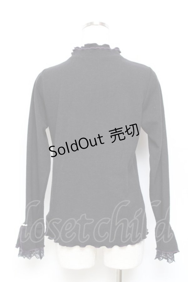 画像2: axes femme / 袖レース配色メローフリルプルオーバー F 黒 Y-25-10-18-110-AX-TO-SZ-ZI (2)