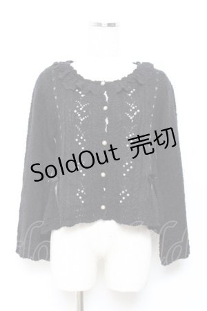 画像: axes femme / はしごリボンパールニットカーディガン M 黒 Y-25-10-18-114-AX-TO-SZ-ZY