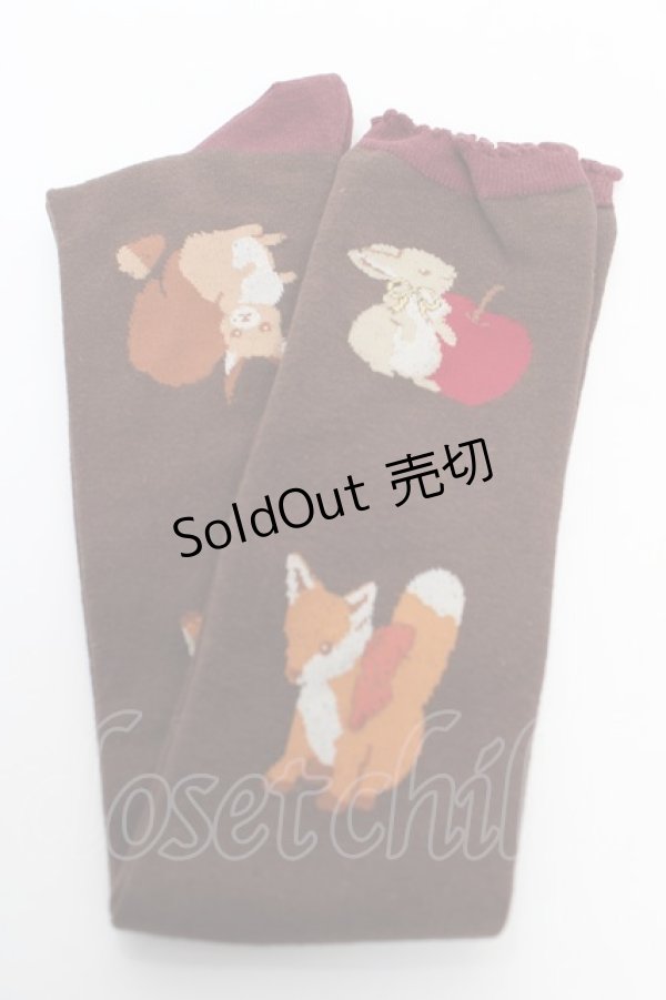 画像1: axes femme kawaii / 森のケーキ屋さんオーバーニー  茶 Y-25-10-18-020-AX-ZA-SZ-ZY (1)