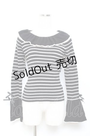 画像: axes femme / 襟デザインボーダーニット  黒 Y-25-10-18-117-AX-TO-SZ-ZY