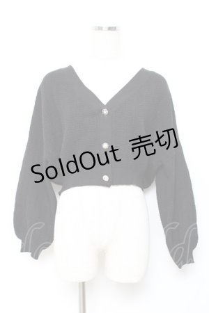 画像: axes femme / バルーン袖ショート丈ニットカーディガン M 黒 Y-25-10-18-119-AX-TO-SZ-ZY