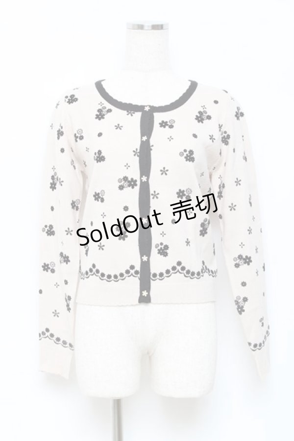 画像1: Secret Honey / お花フロッキーカーディガン 2 オフ×黒 Y-25-10-18-124-CA-TO-SZ-ZY (1)