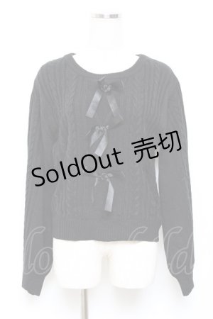 画像: Ank Rouge / 3つリボンニット M 黒 Y-25-10-18-133-CA-TO-SZ-ZY