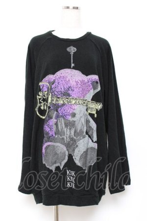 画像: KMK / ベアプリントニット  黒 Y-25-10-18-138-PU-TO-SZ-ZY