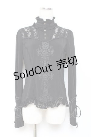 画像: Rozen Kavalier / レース切替プリントトップス  黒 Y-25-10-18-139-OO-TO-SZ-ZY