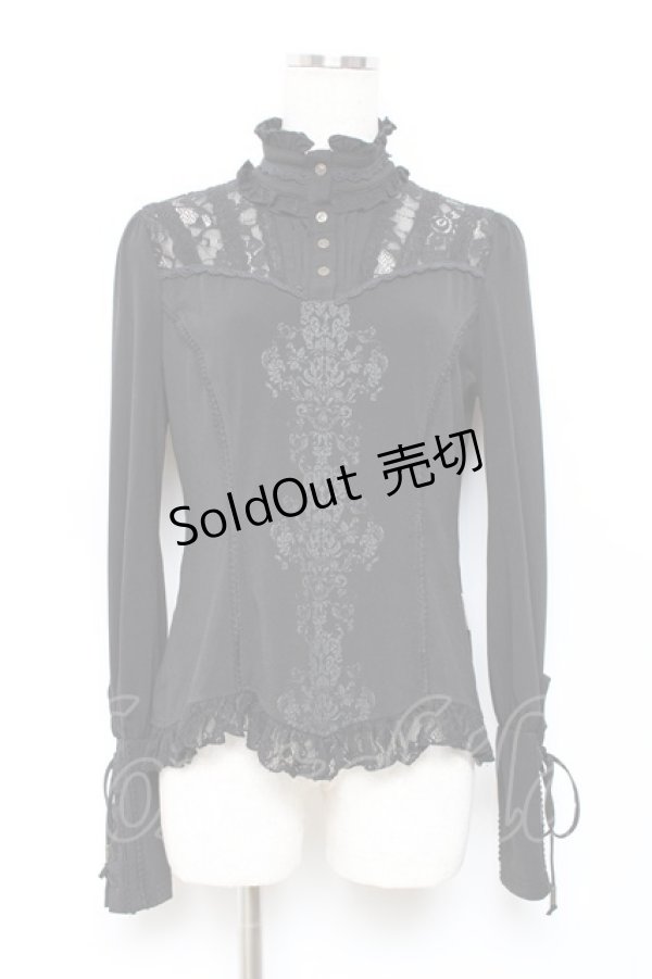 画像1: Rozen Kavalier / レース切替プリントトップス  黒 Y-25-10-18-139-OO-TO-SZ-ZY (1)
