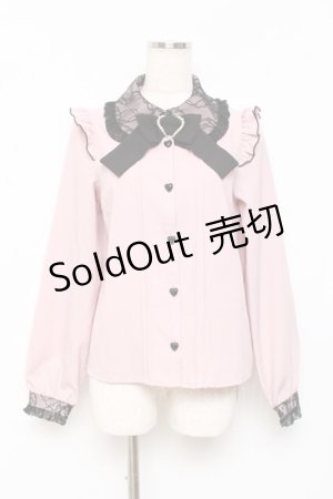画像: DearMyLove / レース重ねハートリボンブラウス M ピンク×黒 Y-25-10-18-145-EL-BL-SZ-ZY