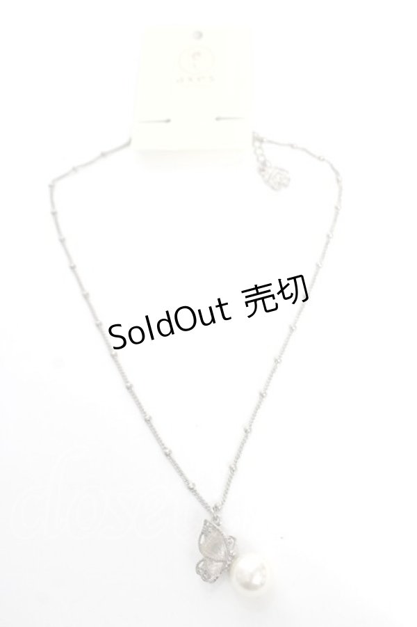 画像2: axes femme / パール×蝶ネックレス  シルバー Y-25-10-18-002-AX-AC-SZ-ZY (2)