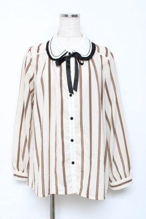 画像: axes femme POETIQUE / レジメストライプブラウス M 生成り Y-25-10-18-147-AX-BL-SZ-ZY