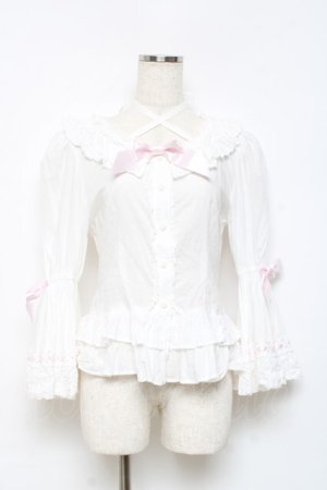 画像: BABY,THE STARS SHINE BRIGHT / Rose Bloom ブラウス  白×ピンク Y-25-10-18-148-BA-BL-SZ-ZY
