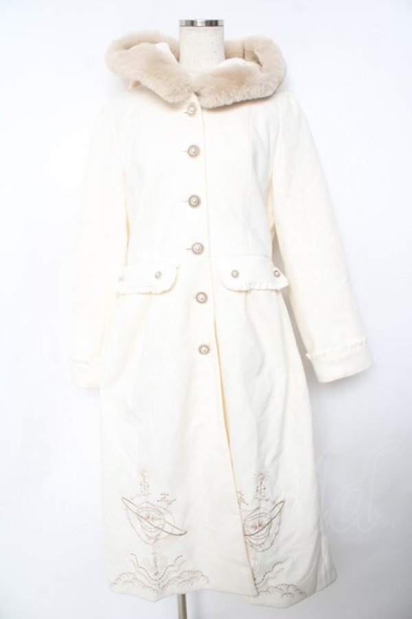 画像1: axes femme / 天体刺繍フード付コート M 生成り Y-25-10-18-157-AX-CO-SZ-ZY (1)