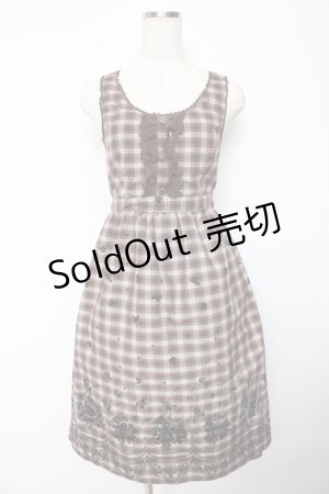 画像: axes femme / チェックワンピース  茶 Y-25-10-18-162-AX-OP-SZ-ZY