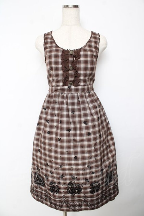画像1: axes femme / チェックワンピース  茶 Y-25-10-18-162-AX-OP-SZ-ZY (1)