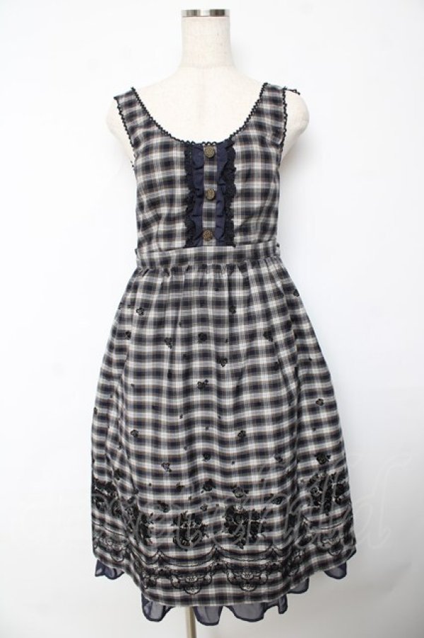 画像1: axes femme / チェックワンピース  紺 Y-25-10-18-163-AX-OP-SZ-ZY (1)
